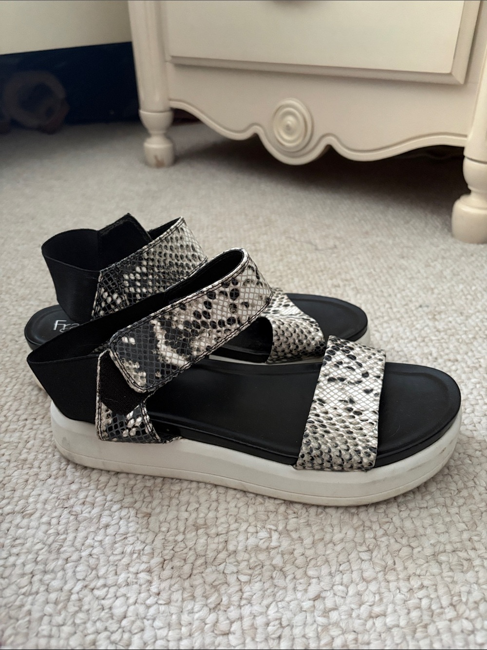 Franco Sarto Snake Print Slingback Sandals